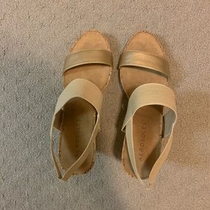 Tan & Gold Wedged Sandals